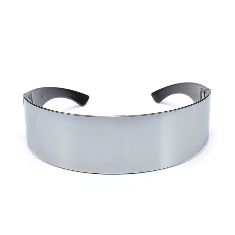 Unisex Black Wrap Sunglasses – One-Piece Flat Top Novelty Shades for Parties & Costumes