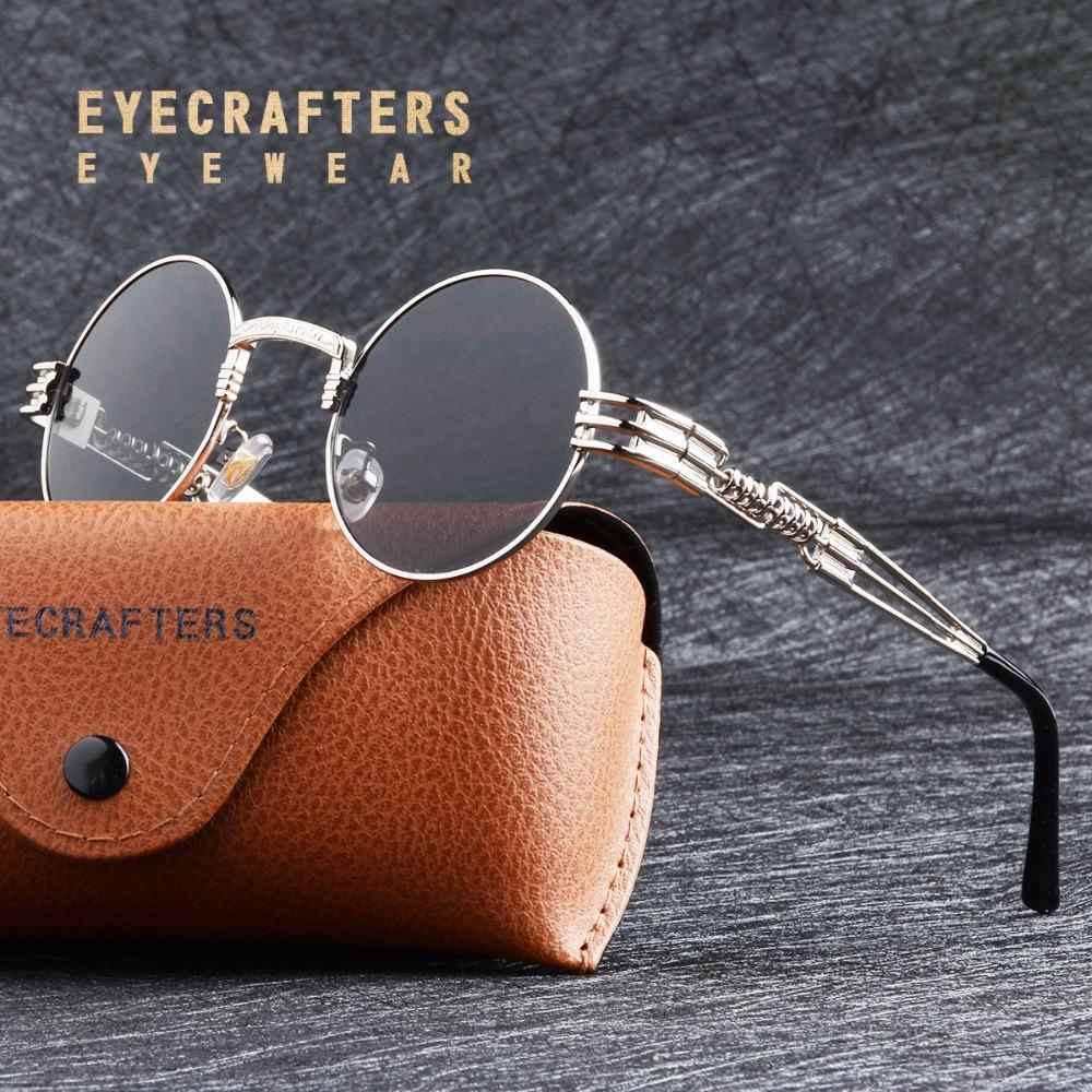 Vintage Gold Metal Round Sunglasses – Steampunk-Inspired Mirrored Shades for Men & Women