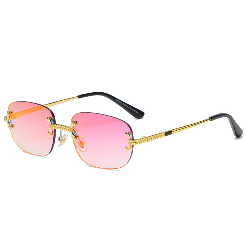 S31442 Frameless Metal Square Sunglasses – Punk Street Style Shades for Men and Women