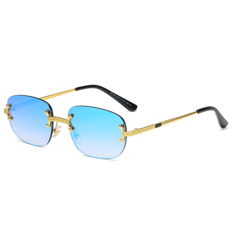 S31442 Frameless Metal Square Sunglasses – Punk Street Style Shades for Men and Women