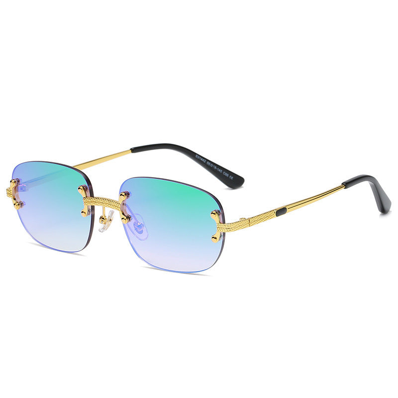 S31442 Frameless Metal Square Sunglasses – Punk Street Style Shades for Men and Women