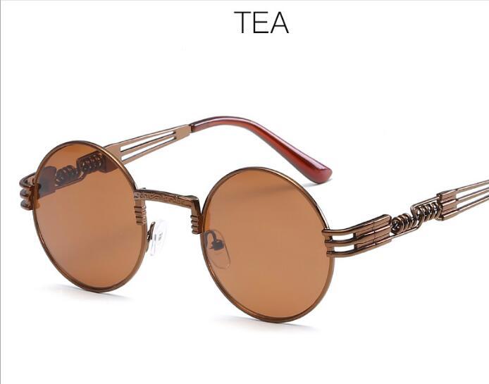 Vintage Gold Metal Round Sunglasses – Steampunk-Inspired Mirrored Shades for Men & Women