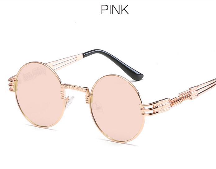 Vintage Gold Metal Round Sunglasses – Steampunk-Inspired Mirrored Shades for Men & Women