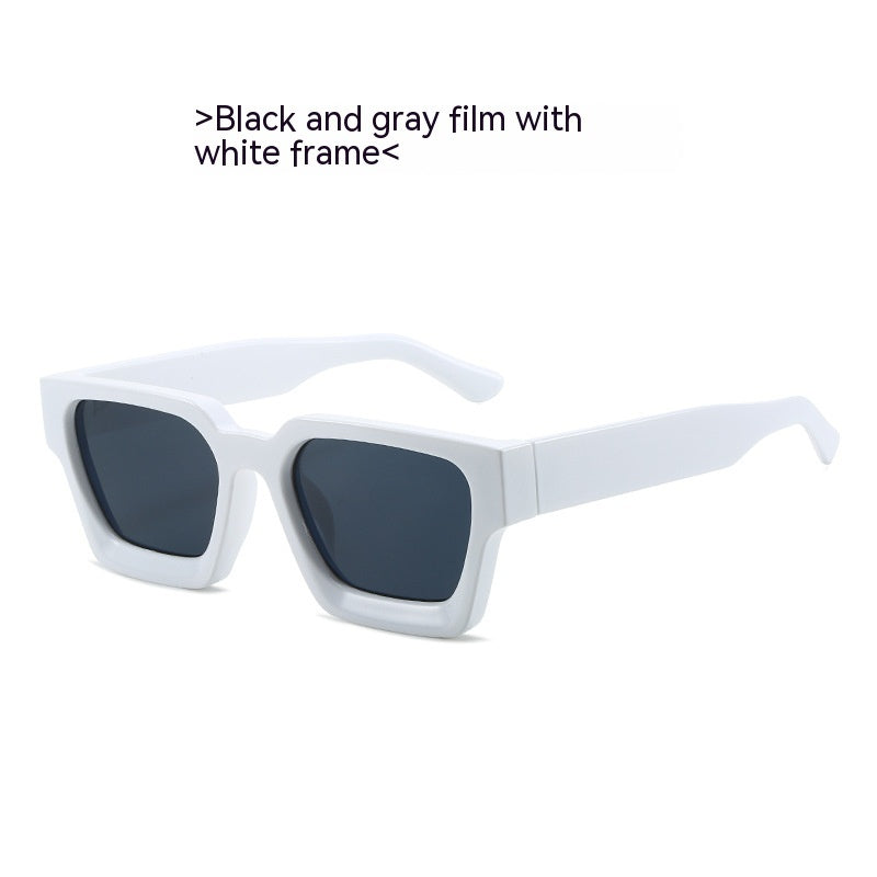 Minimalist Thick Frame Sunglasses – Versatile European & American Style Shades