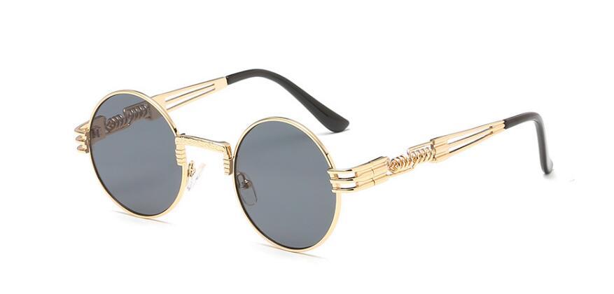 Vintage Gold Metal Round Sunglasses – Steampunk-Inspired Mirrored Shades for Men & Women