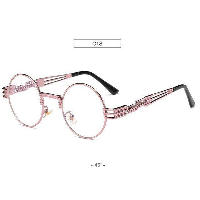 Vintage Gold Metal Round Sunglasses – Steampunk-Inspired Mirrored Shades for Men & Women