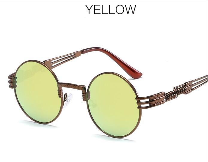 Vintage Gold Metal Round Sunglasses – Steampunk-Inspired Mirrored Shades for Men & Women