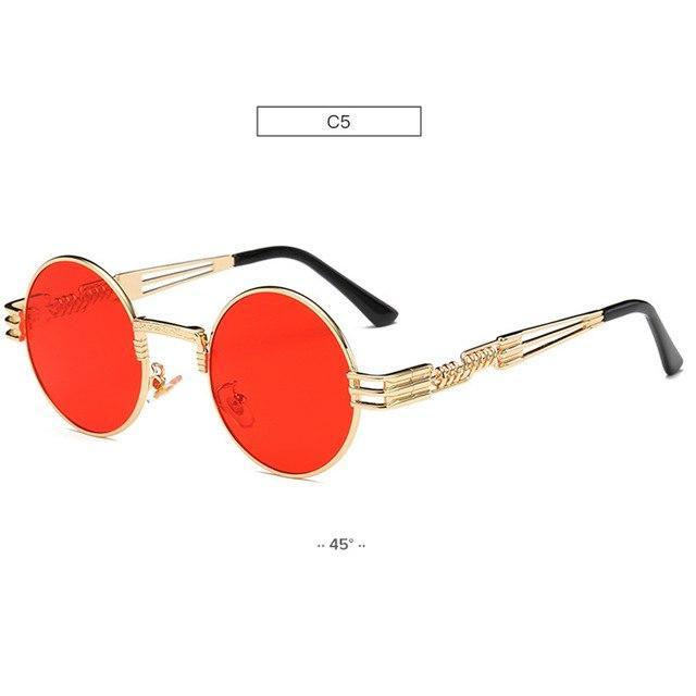 Vintage Gold Metal Round Sunglasses – Steampunk-Inspired Mirrored Shades for Men & Women