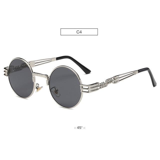 Vintage Gold Metal Round Sunglasses – Steampunk-Inspired Mirrored Shades for Men & Women