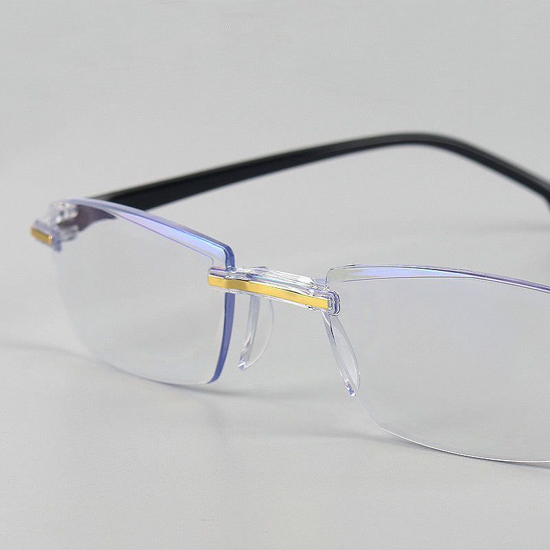 Vintage Frameless Anti-Blue Light Glasses – Reading & Screen Protection Eyewear