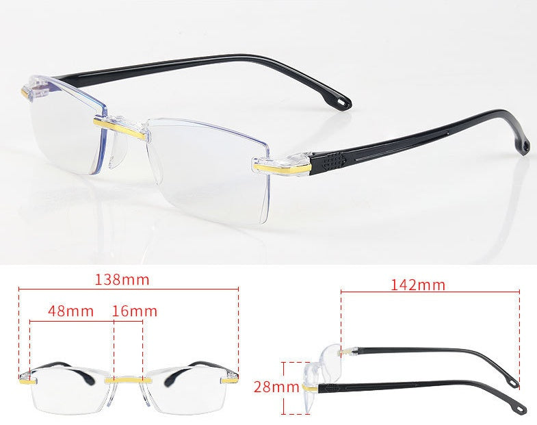 Vintage Frameless Anti-Blue Light Glasses – Reading & Screen Protection Eyewear