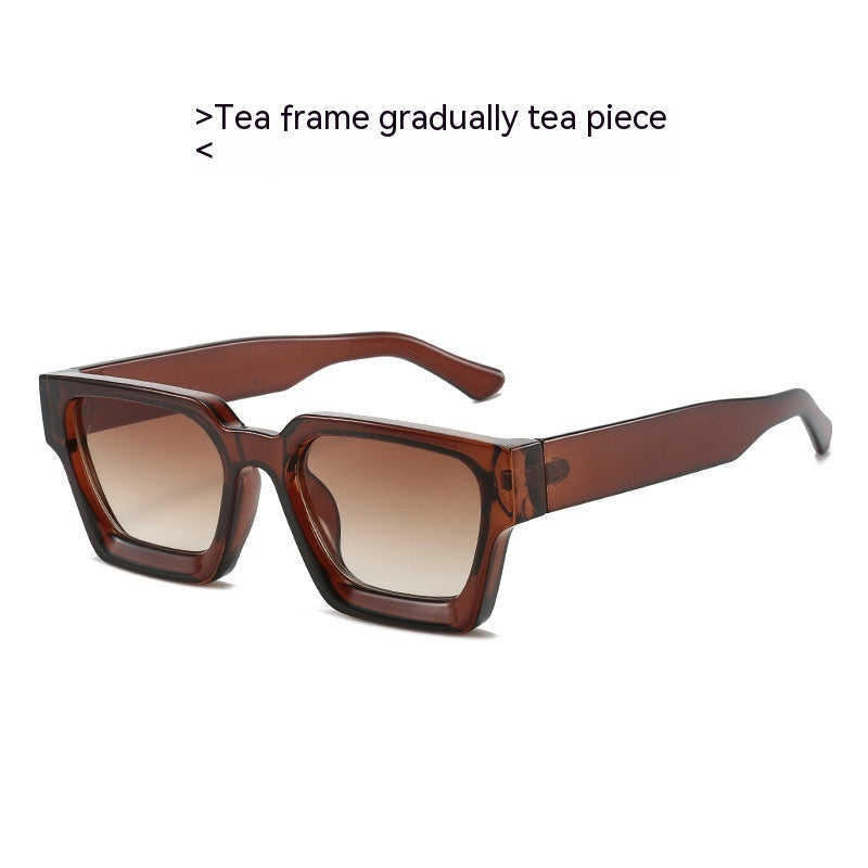 Minimalist Thick Frame Sunglasses – Versatile European & American Style Shades