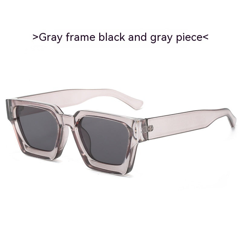 Minimalist Thick Frame Sunglasses – Versatile European & American Style Shades