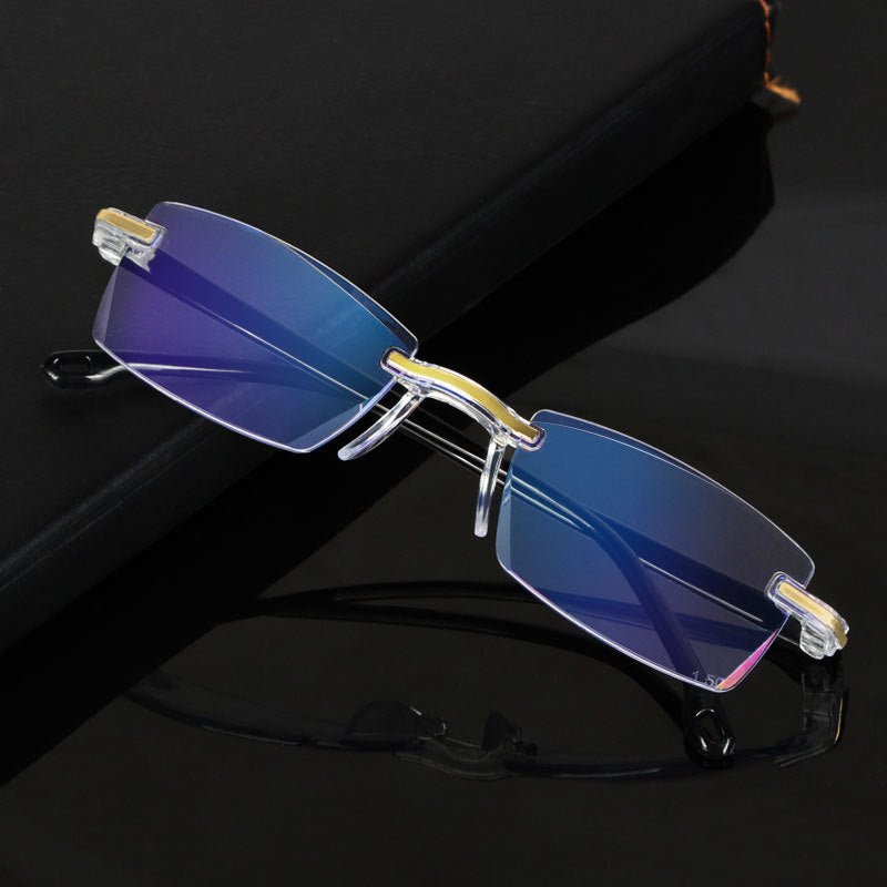 Vintage Frameless Anti-Blue Light Glasses – Reading & Screen Protection Eyewear